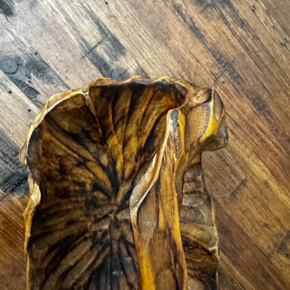 Hand Carved‎ Small Wood Basket Vintage 8